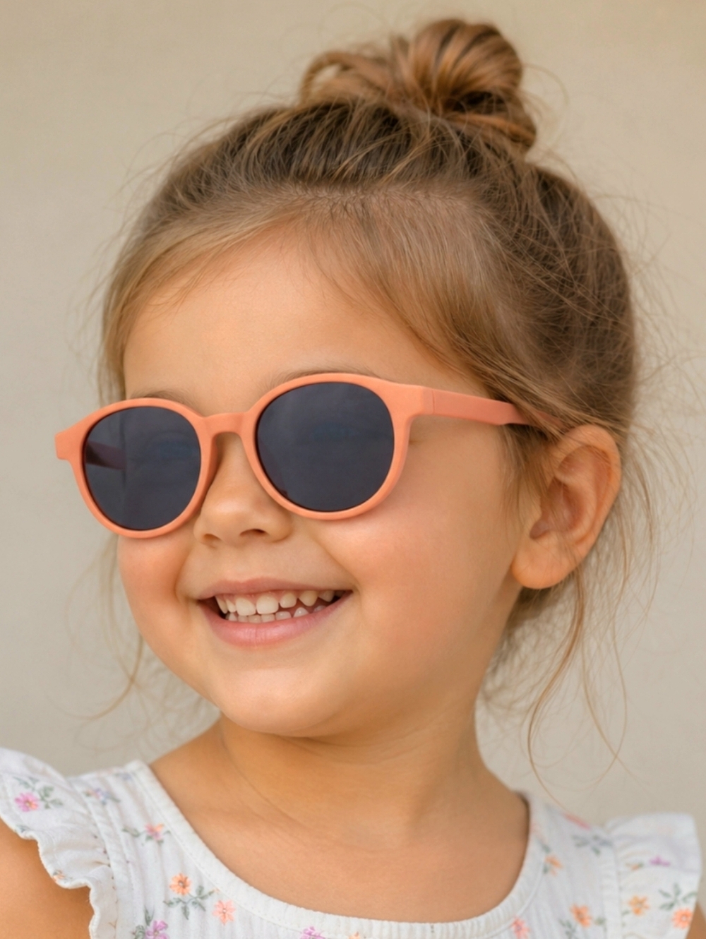 🚨5/$25 Peach-colored, 100% UV Protection Round-frame Children's sunglasses